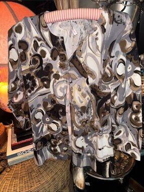Isaac Mizrahi Multitone Brown and Cream Printed Blouse